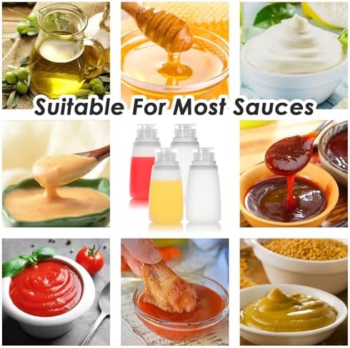 Condiment Squeeze Bottles for Ketchup Hot Sauce Liquids Oil with Caps