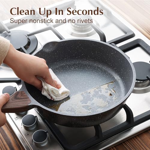 SENSARTE Nonstick Skillet, Deep Frying Pan 10/11/12-inch, Saute Pan