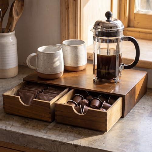 Novabright Wood Tea Bag Organizer Coffee Pods and Tea Storage Box
