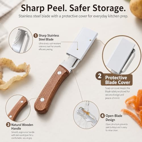 Vegetable Peelers for Kitchen, Stainless Steel Potato Peeler Hand &
