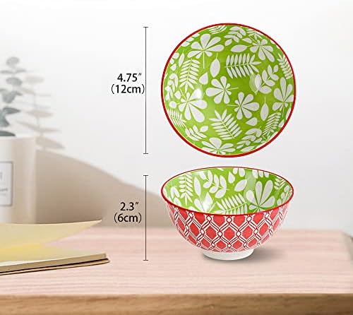 Dessert Bowls Set of 6 - Small Ceramic Bowls for Ice Cream, Snack
