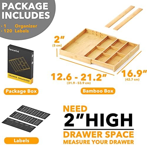 SpaceAid Bamboo Expandable Utensil Drawer Organizer