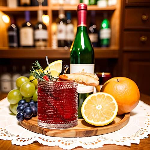 ZOOFOX Set of 6 Romantic Water Glasses, 12 oz Hobnail Glasses Tumbler