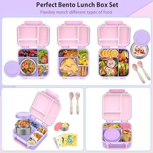 Kids Bento Lunch Box with 9oz Soup Thermo Leakproof Lunch Food