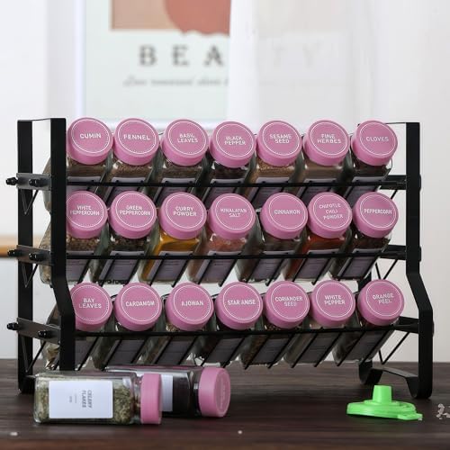 24 Spice Jars with Labels, 4oz Seasoning Jars for Cabinets, Drawers