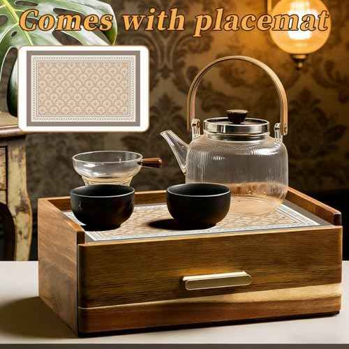 Acacia Wood Tea Bag Organizer with Drawer