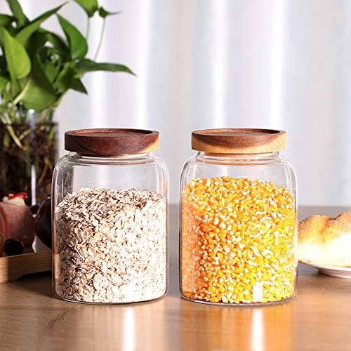 Glass Storage Jars with Airtight Lids, Set of 2 42 FL OZ (1250ml)