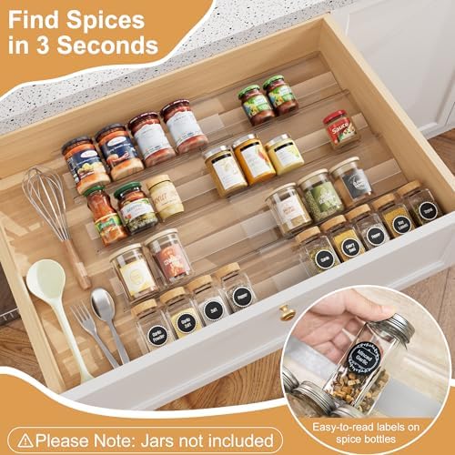 Spice Drawer Organizer Insert, 13"-26" Seasoning Organization, 8 Pcs