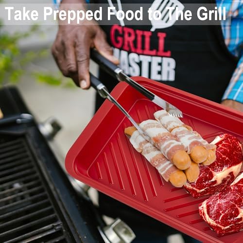 KAQAHIDO Grilling Deep Prep and Serve Trays, BBQ Platter for Raw Meat
