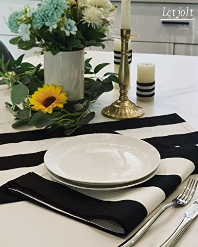 Letjolt Black and White Striped Placemats Set of 6