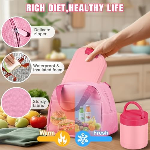 Large Bento Lunch Box Set for Adults Kids Women with 10.5oz Soup