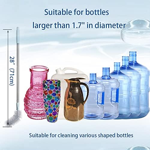 2 Pack 28" Long Bottle Brush, 3 & 5 Gallon Bottle Cleaner Brush, Nylon