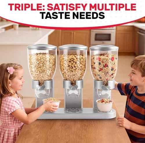 Triple Cereal Dispenser, 3 Pack 2L Large Cereal Containers Storage