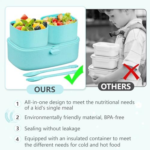 Bento Lunch Box for Kids with 8oz Soup Thermo,2 Leak-Proof Food