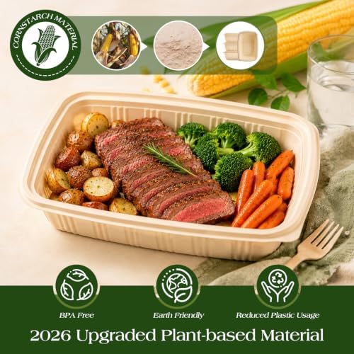 Glotoch 50 Pack (100-Piece) 32oz Meal Prep Containers with Lids