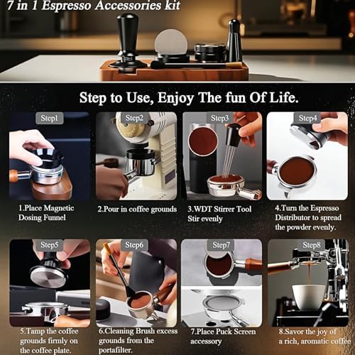 51mm Espresso Accessories Kit, 7PCS Espresso Tamper Set with WDT Tool