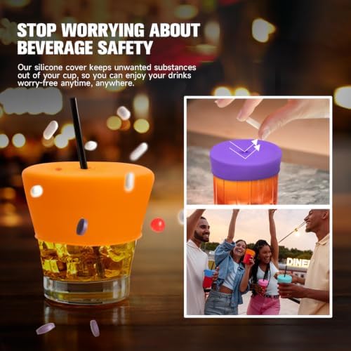 Reusable Drink Protection Cover, 100% Silicone, 6 Colors