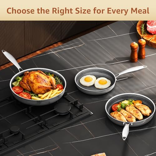 LOLYKITCH Hybrid 8-10-12 Inch Nonstick Frying Pan Set | PFOA Free