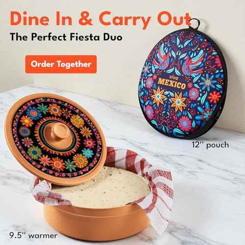 Zippered Tortilla Warmer Pouch - Fit 10’’ Burrito Size Tortillas
