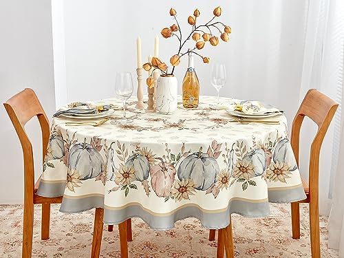 YiHomer Blue Pumpkin Bordered Thanksgiving Tabletop, Stonewashed Fall