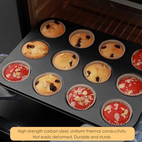 2 Packs Nonstick Round Muffin Baking Pan Tin, 12-Cup Muffin Tin