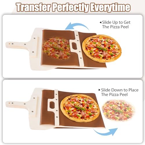 Sliding Pizza Peel with Cutter, 12” Wood