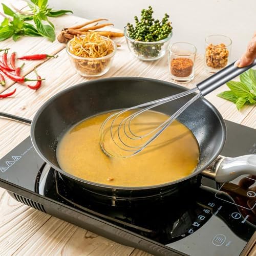 Patelai 2 Pcs Flat Whisk Set Stainless Steel 8" and 10" Flat Wire Egg