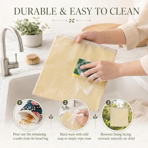 Britimes Reusable Beeswax Bread Bags, XL
