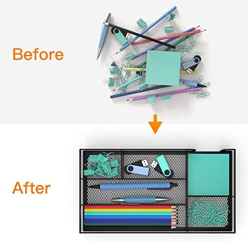 Desk Drawer Organizer, Small Metal Mesh Drawer Organizer Tray, Office