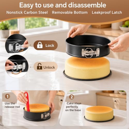 9 Inch Springform Pan Set, Nonstick Cheesecake Pan with Removable