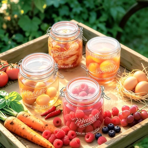 Qianfenie 2 Pack 64 oz Glass Mason Jars