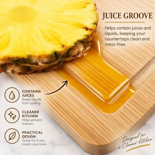 Bulk Wholesale Set of 6 Bamboo Cutting Boards, 18x12 XL, Juice Groove