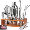 Vabaso 20PCS Bartender Kit with Stand, Cocktail Shaker Set for Home