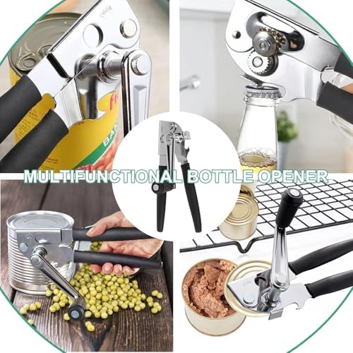 Manual Can Opener with Folding Crank Handle, Commercial Heavy Duty