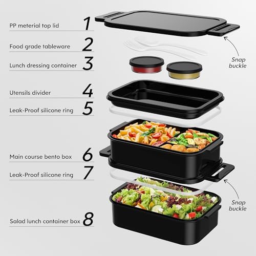 Jelife Adult Bento Box Lunch Box - Large Style Bento Lunch Box for