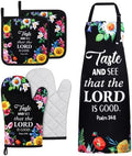 Skicuff Christian Floral Apron, Oven Mitt and Pot Holder Set