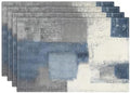 Emvency Farmhouse Placemats Set of 4, 12x18 Inch, Abstract Blue Grey