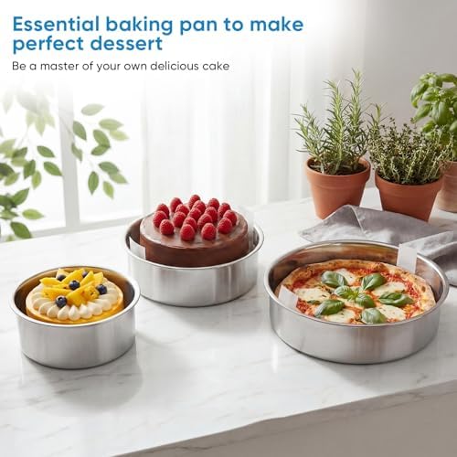 4 6 8 Inch 3-Piece Round Cake Pan Set with 150 Parchment Paper Liners