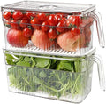 2 Pack Produce Storage Containers for Fridge, 10'' x 5.3'' x 5.2''
