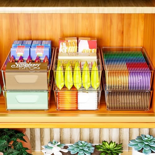 Clear Stackable Snack Organizer Bins, 6 Pack
