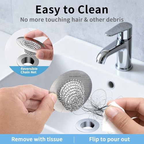 TRAPMATE Bathtub Stopper Drain Strainer Kit, Easy Clean Tub Shower
