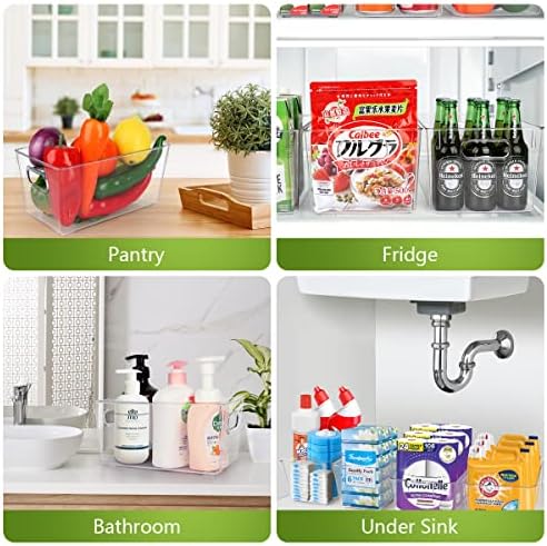 Set Of 10 Refrigerator Pantry Organizer Bins, Clear Plastic Food