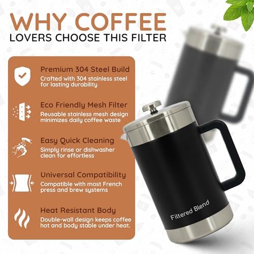 54 oz Stainless Steel French Press, Black