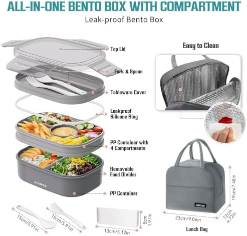 RIKDOKEN Bento Lunch Box, Stackable 2 Layers Containers with