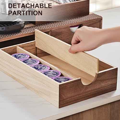 SMARTAKE Wooden Coffee Pod Organizer Storage Box Coffee Tea Organizer