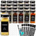 AISIPRIN 24 Pcs Glass Spice Jars with 398 Labels, 4oz Empty Square