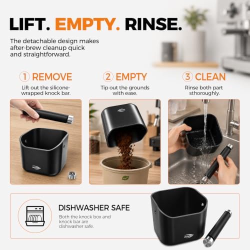 IKAPE Espresso Knock Box for Coffee Grounds, 1.5L Large Capacity