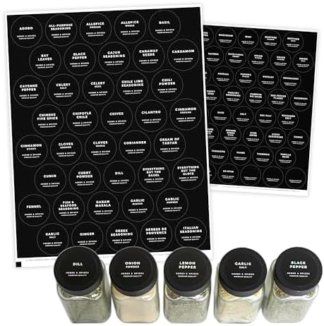 Modern Style Round Black Spice Labels Stickers Preprinted Waterproof