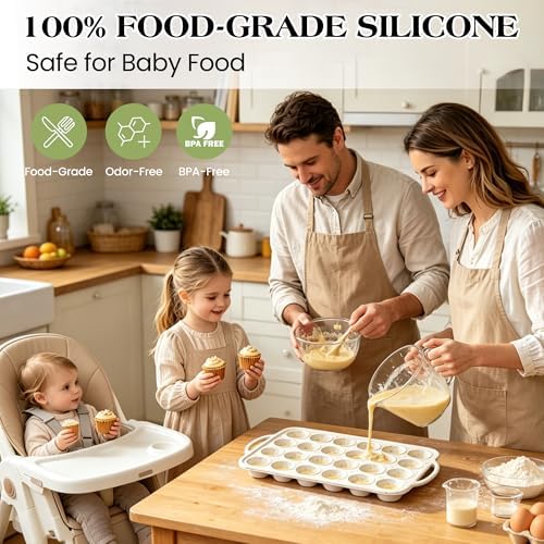 12+24 Cups Silicone Muffin Pans for Baking with Metal Frame
