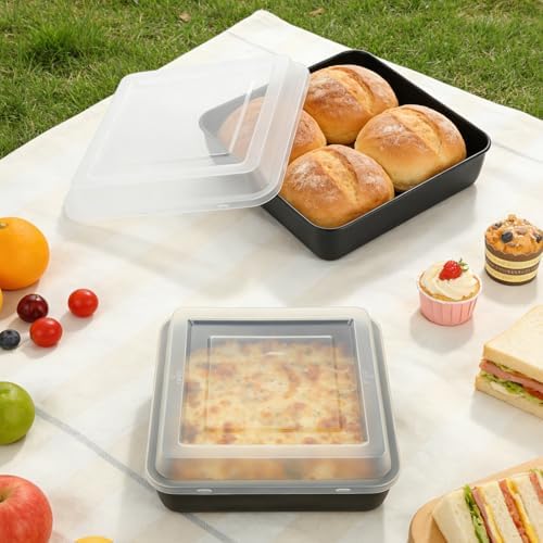 8x8 Baking Pan Set of 2, Nonstick Brownie Cake Baking Pans